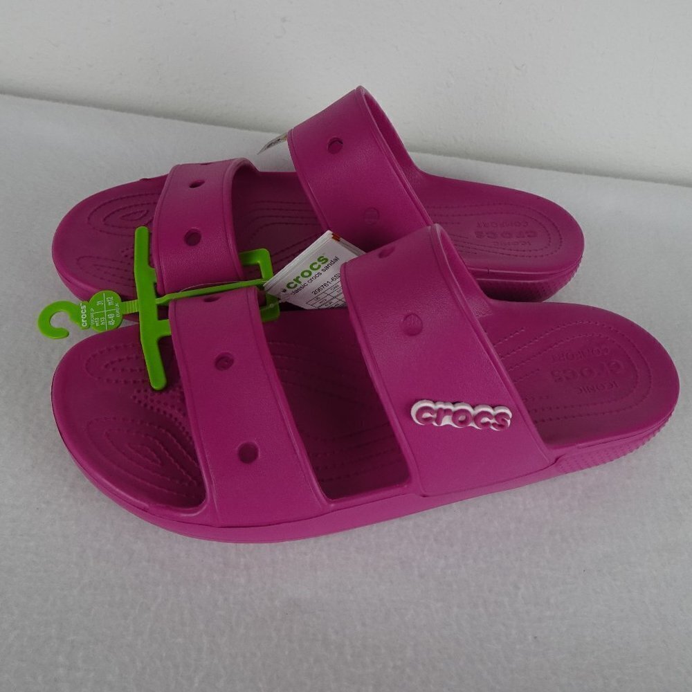 Crocs Classic Slides Men's Size 13 US Pink Double Strap Sandals Barbiecore